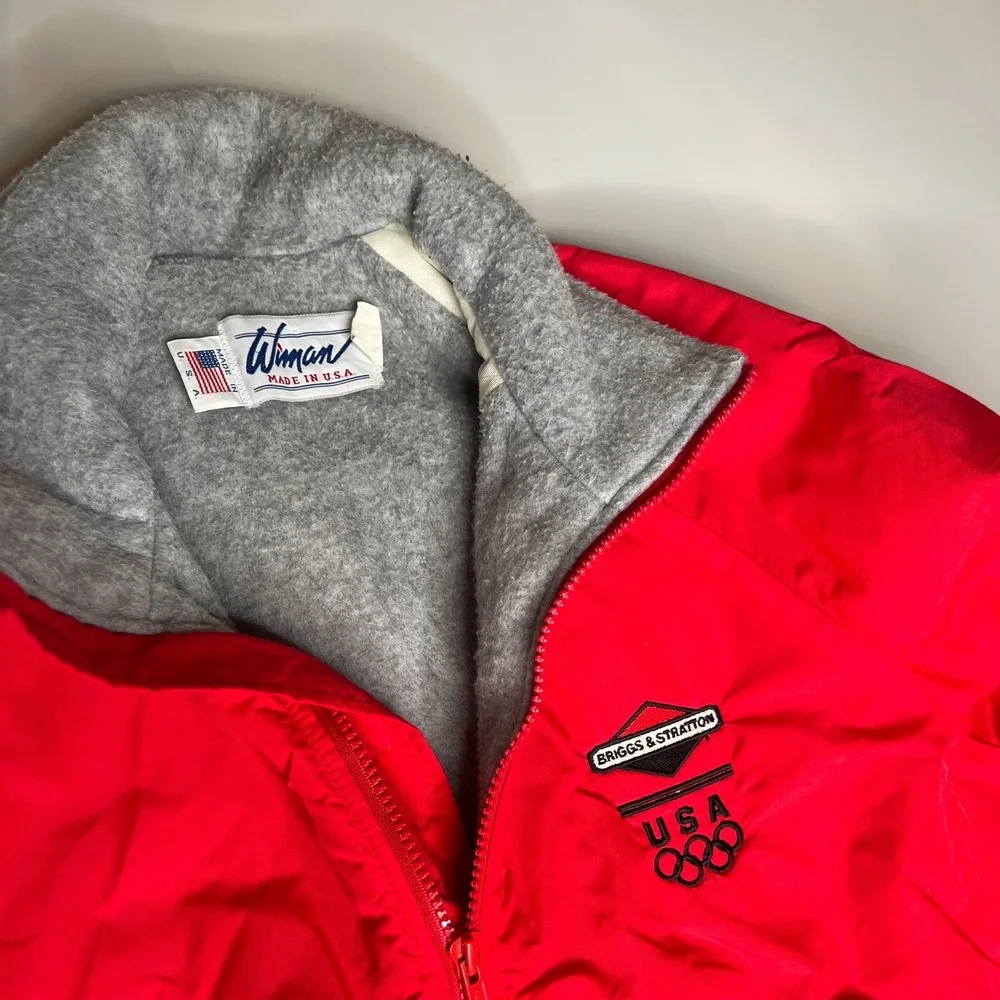 Vintage Wiman USA Olympic Jacket Red Briggs & Stratton Embroidered Logo Made USA